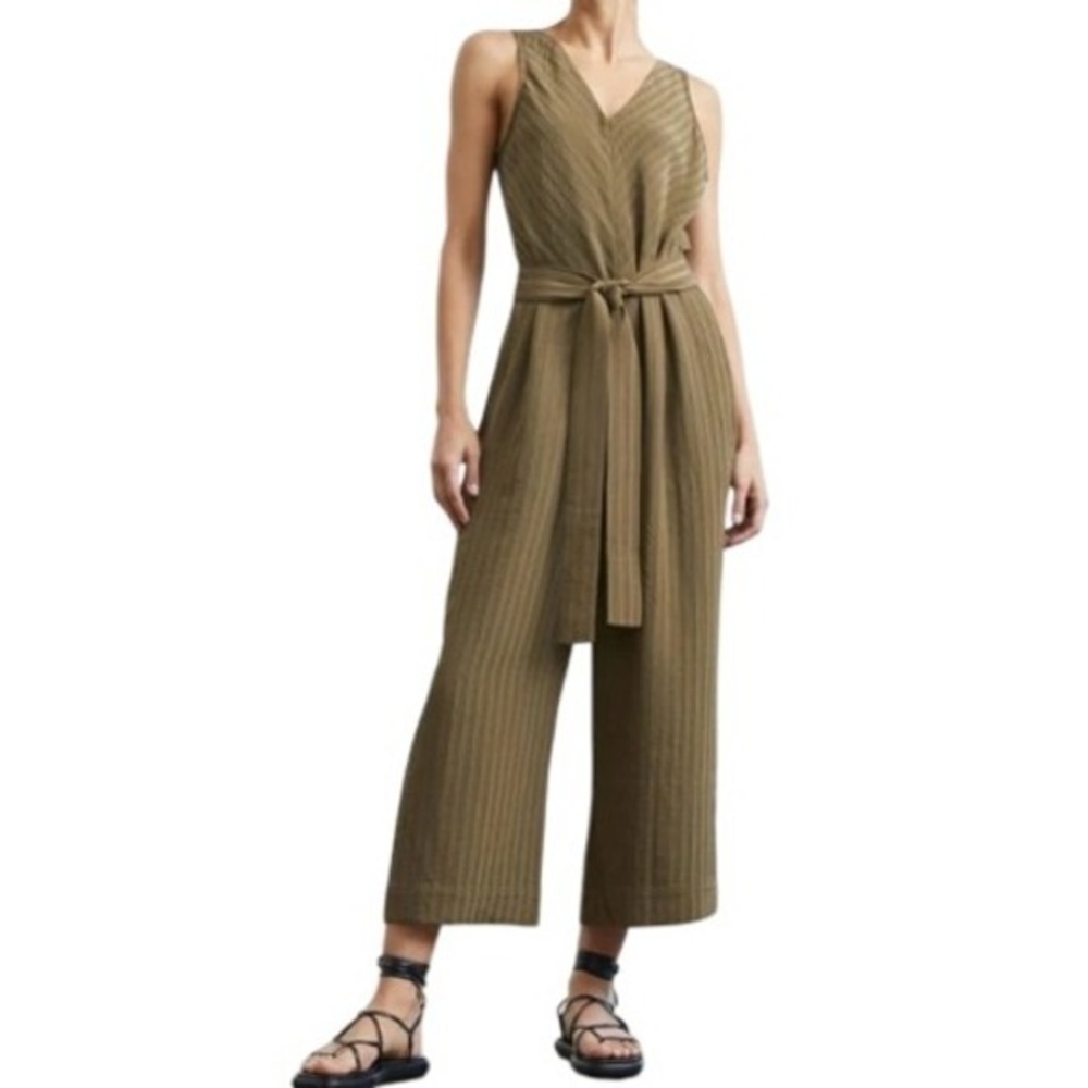 Everlane Womens 8 The City Stripe Draped‎ Sleeveless Jumpsuit in Beech